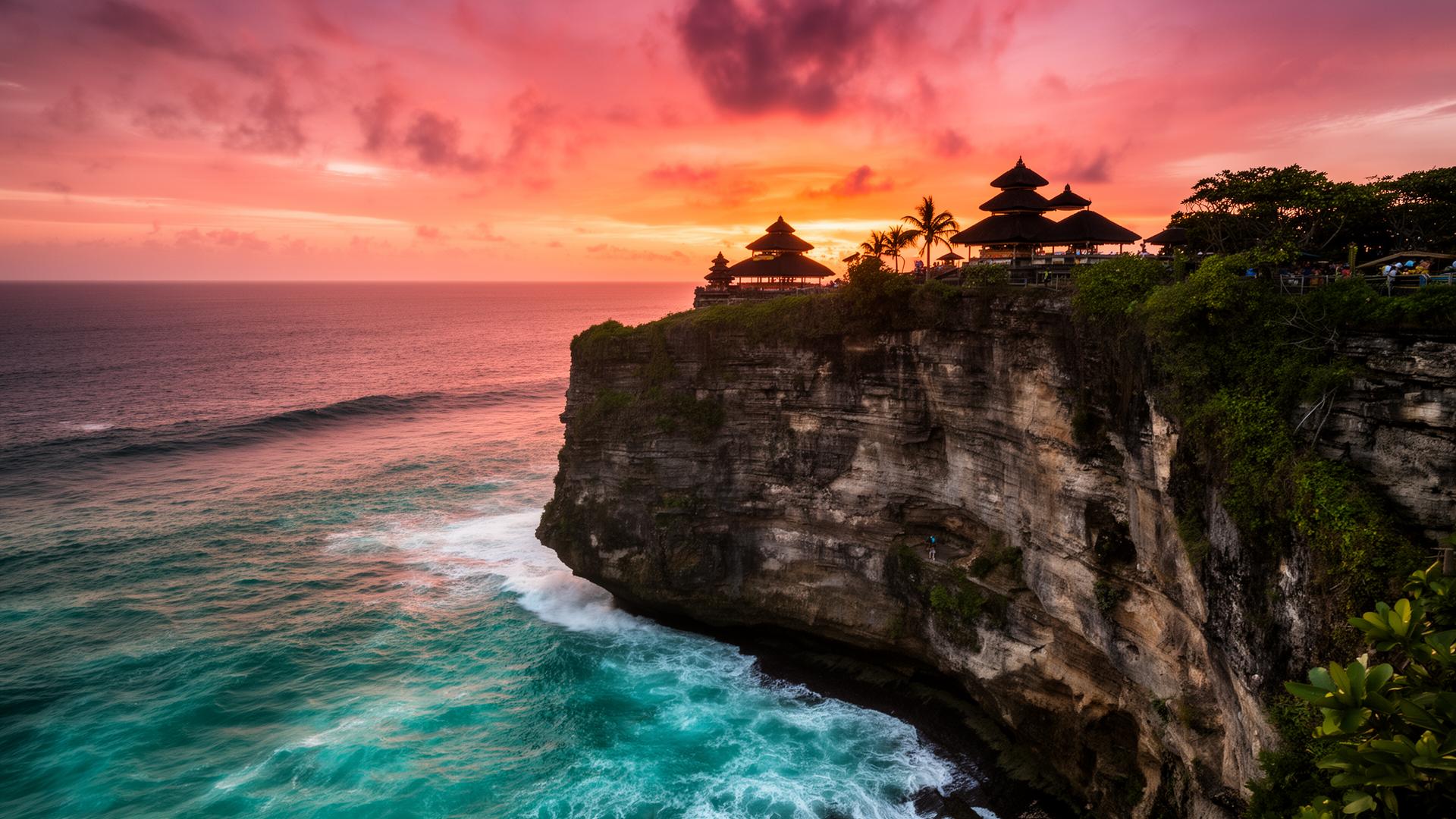 Klifvilla in Uluwatu Bali met uitzicht op de Indische Oceaan bij zonsondergang